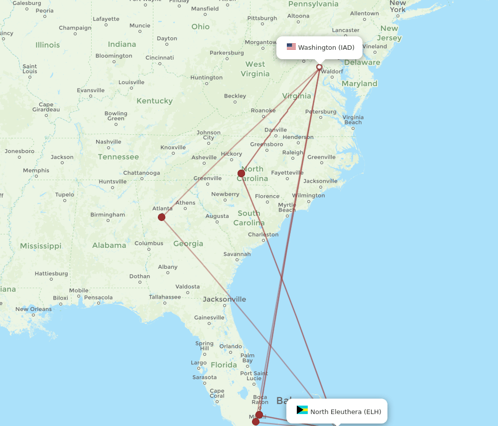 IAD-ELH flight routes