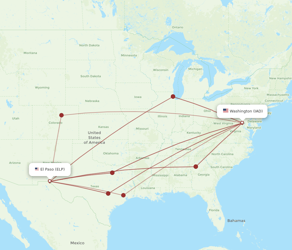 IAD-ELP flight routes
