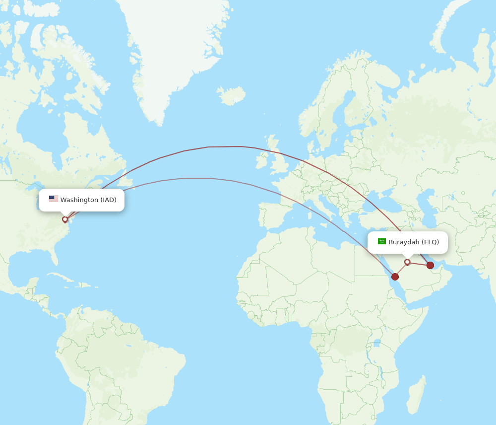 IAD-ELQ flight routes