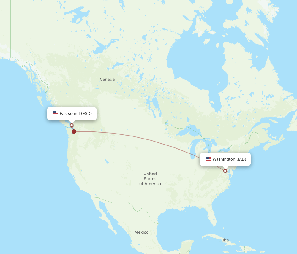 Dulles - Eastsound route map and flight paths
