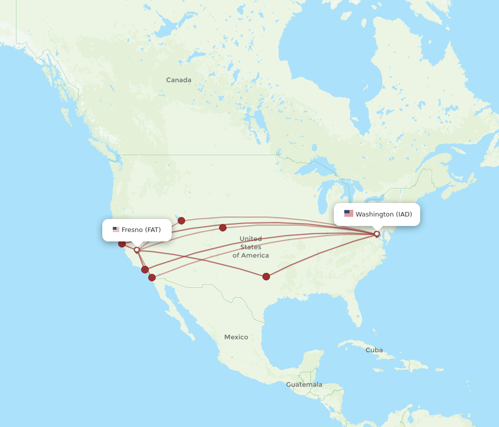 IAD to FAT flights and routes map