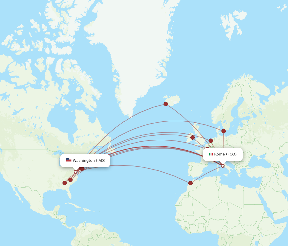 IAD-FCO flight routes