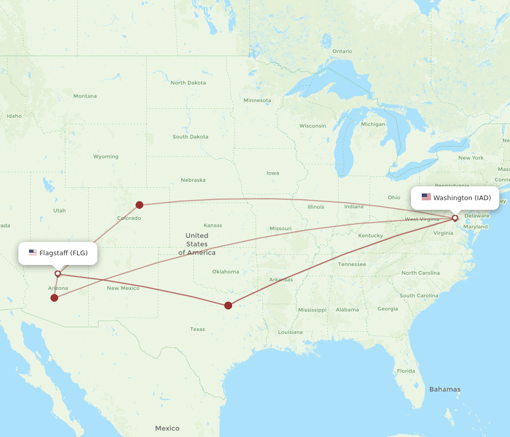 IAD-FLG flight routes