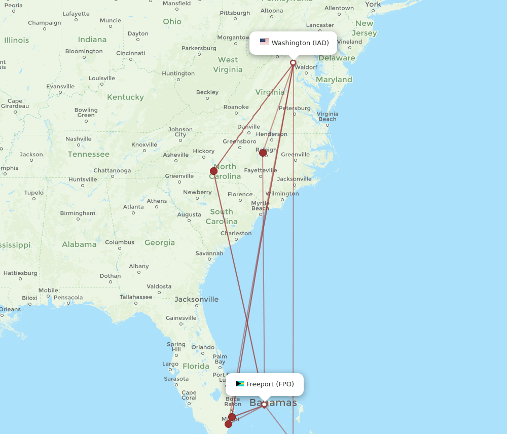 IAD-FPO flight routes