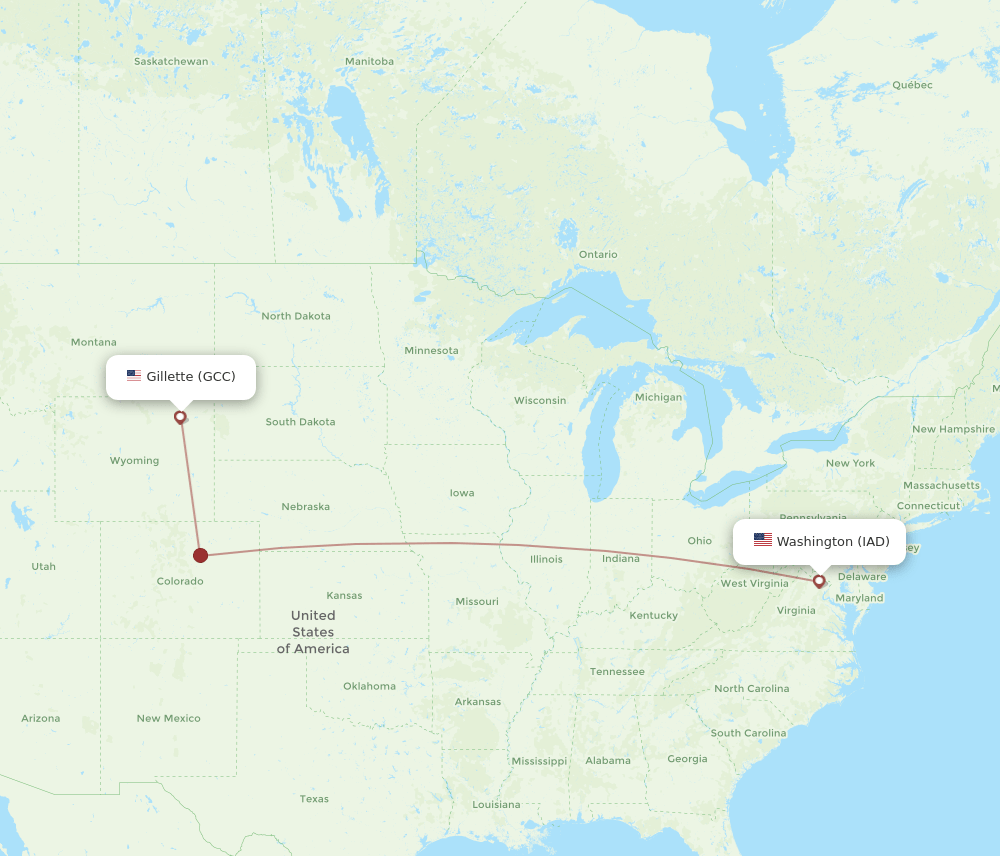 IAD to GCC flights and routes map