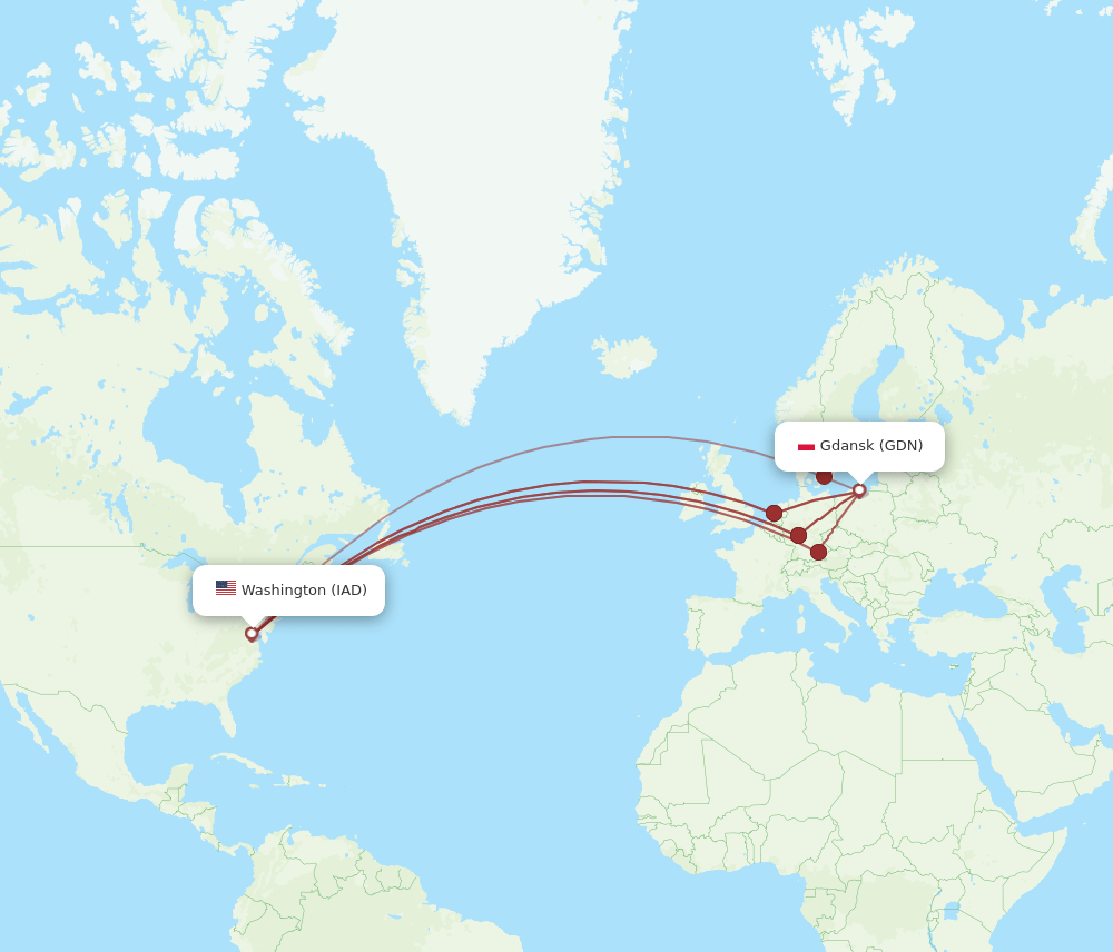 IAD-GDN flight routes