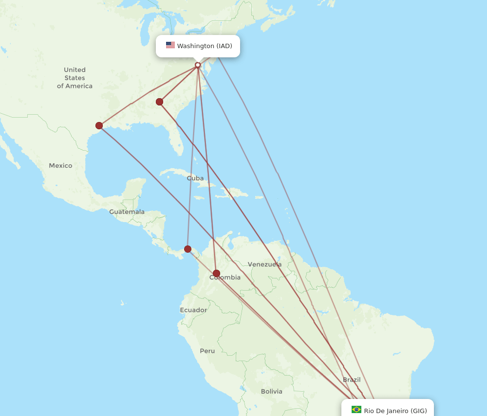 IAD-GIG flight routes