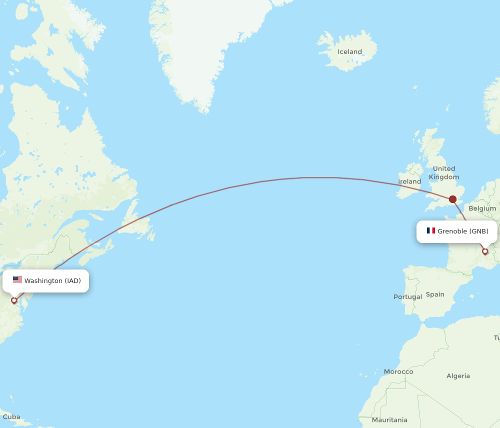 IAD to GNB flights and routes map