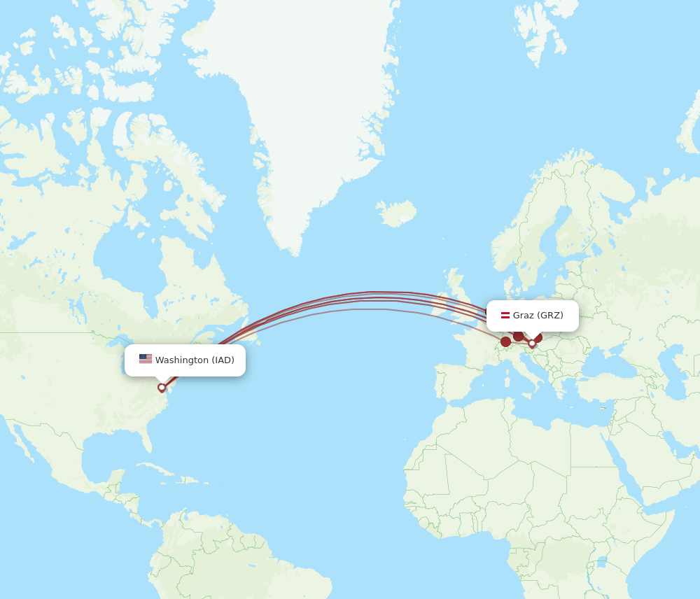 IAD-GRZ flight routes