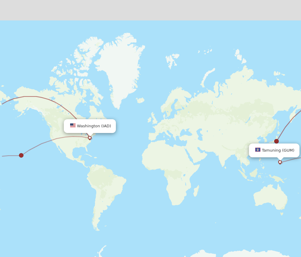 IAD to GUM flights and routes map