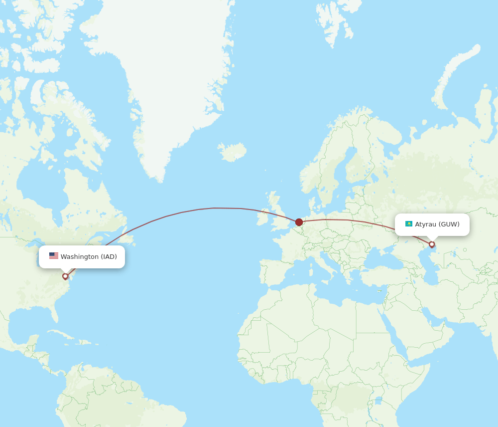 IAD-GUW flight routes
