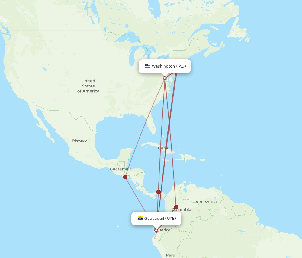 IAD-GYE flight routes