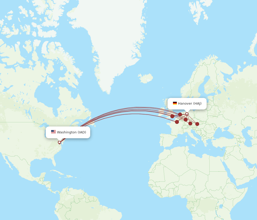 IAD-HAJ flight routes