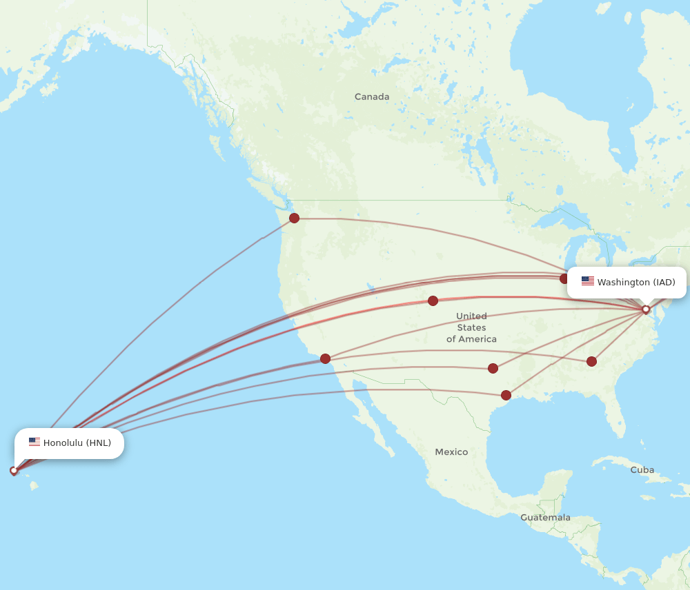 IAD to HNL flights and routes map