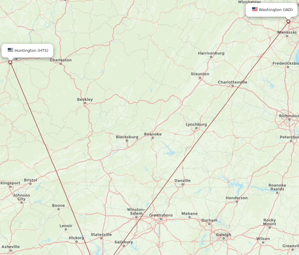 IAD-HTS flight routes