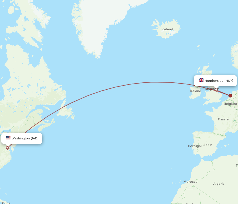 IAD-HUY flight routes