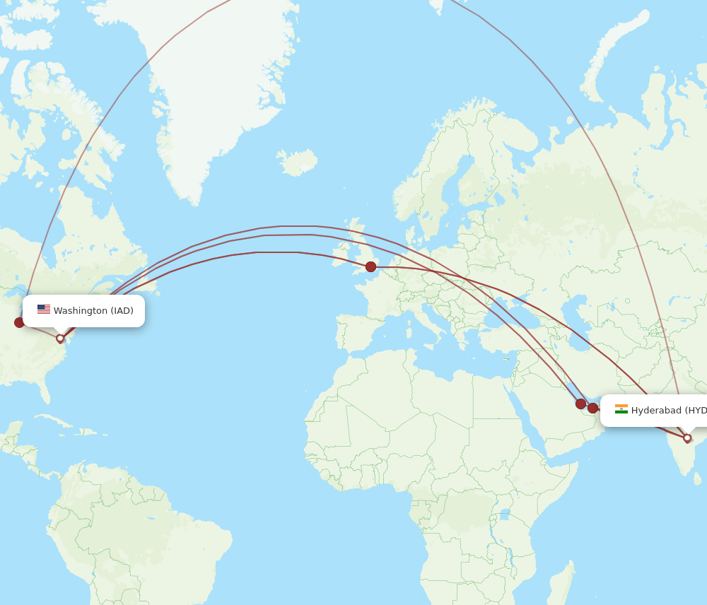 IAD-HYD flight routes