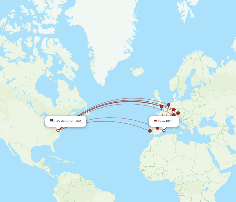IAD-IBZ flight routes