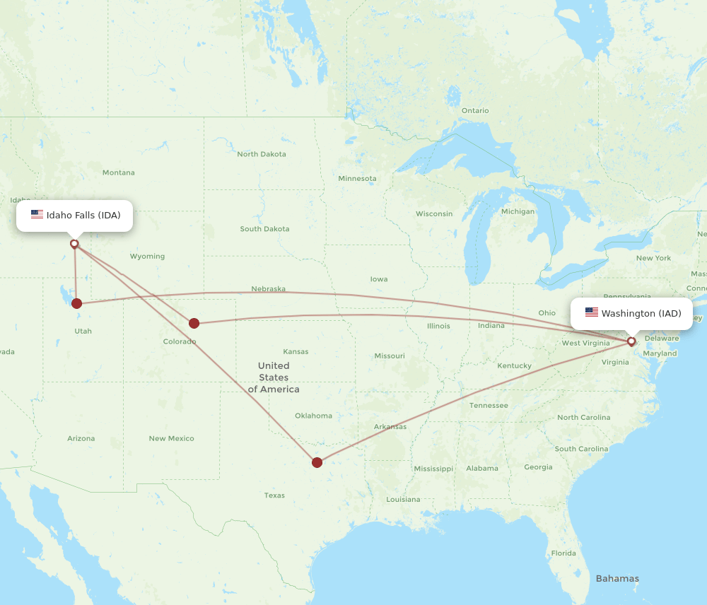 IAD-IDA flight routes