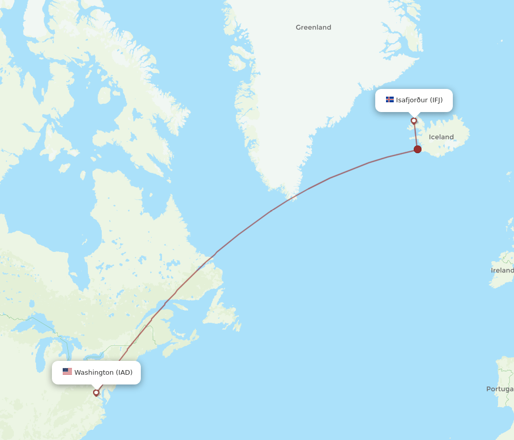 IAD-IFJ flight routes