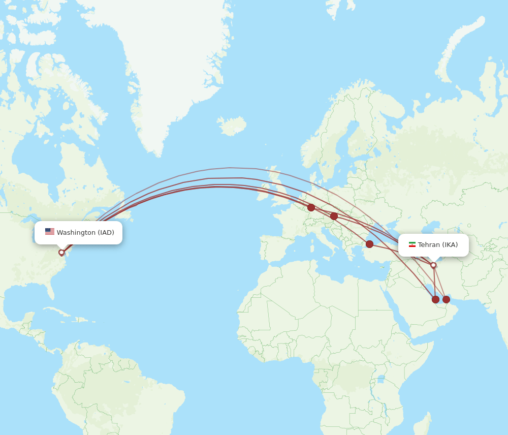 IAD-IKA flight routes