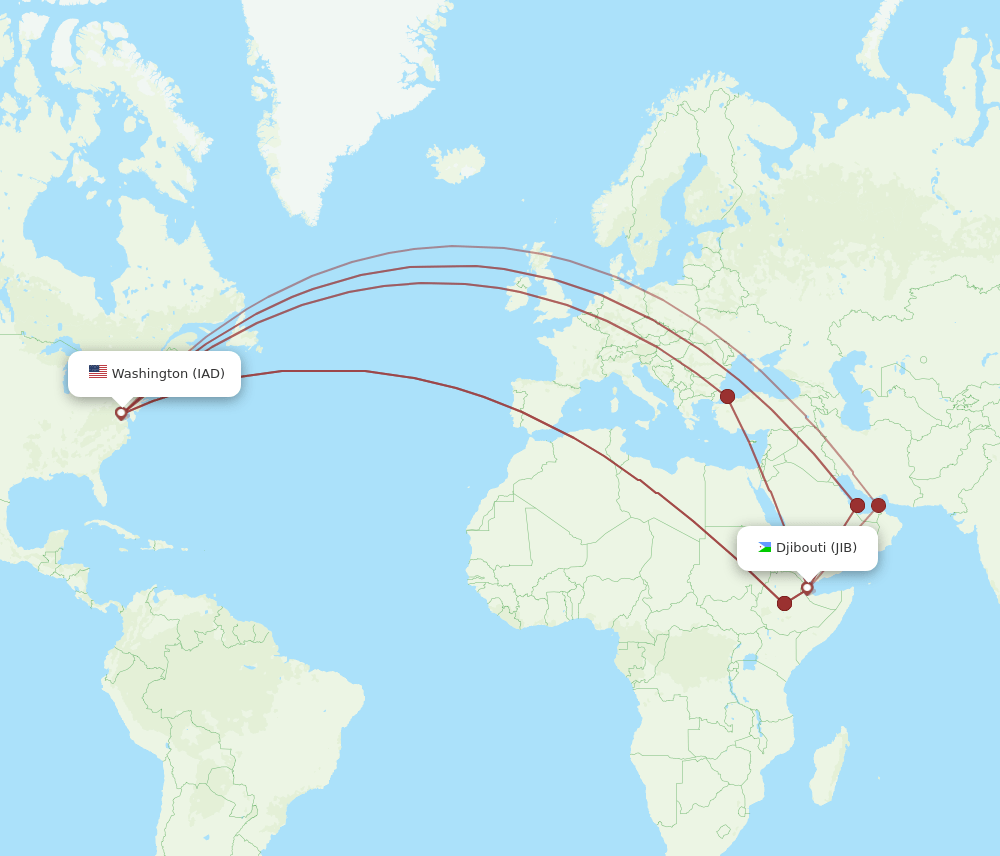 IAD-JIB flight routes