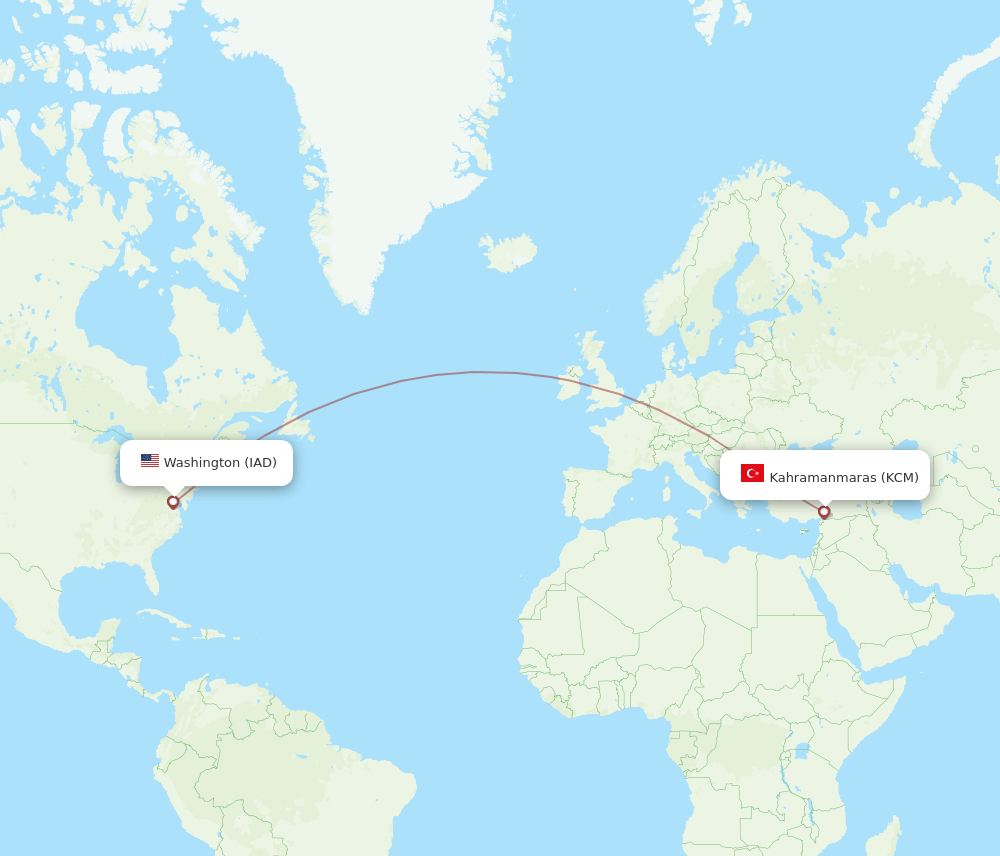 IAD to KCM flights and routes map