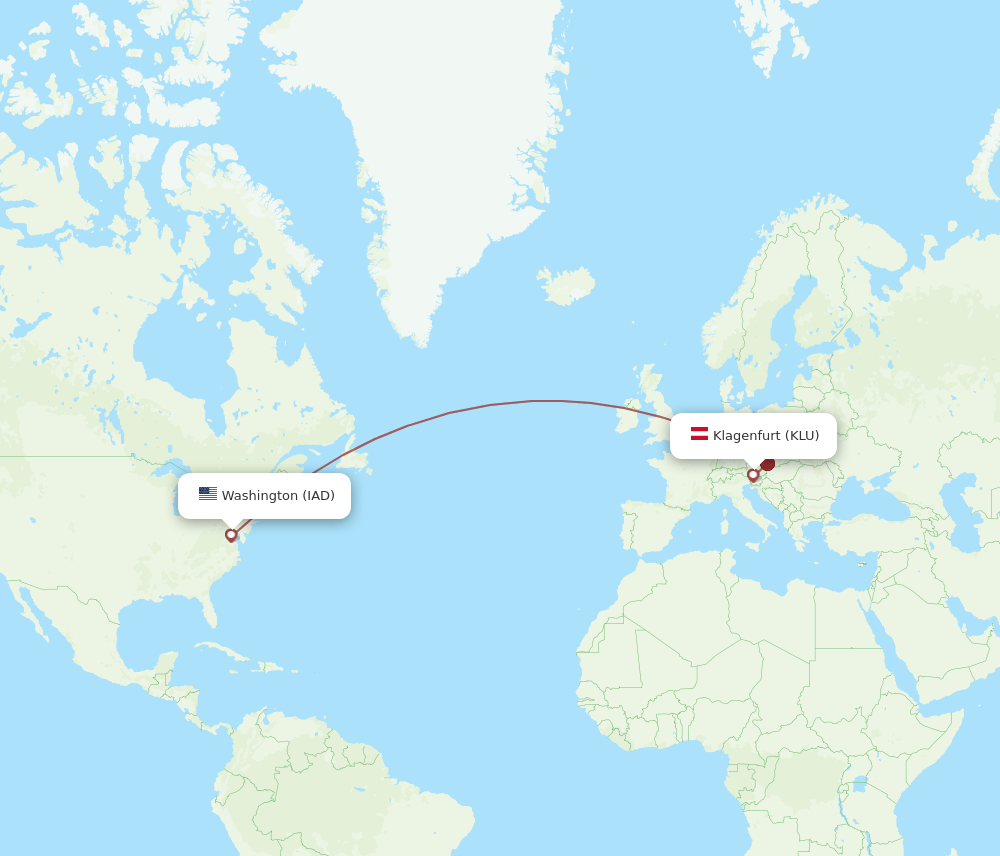 IAD-KLU flight routes