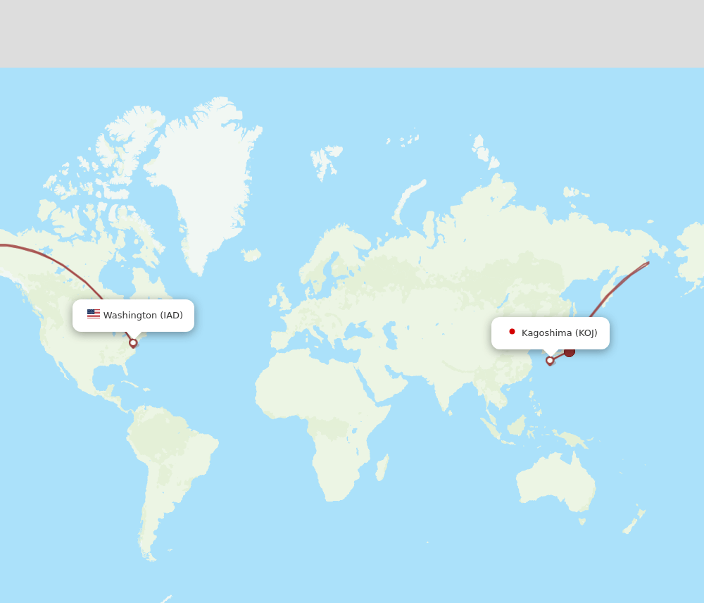 IAD-KOJ flight routes