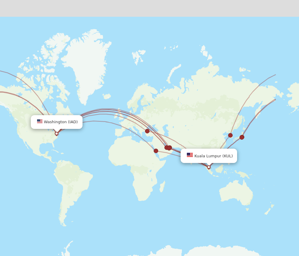 IAD to KUL flights and routes map