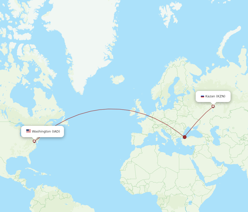 IAD-KZN flight routes