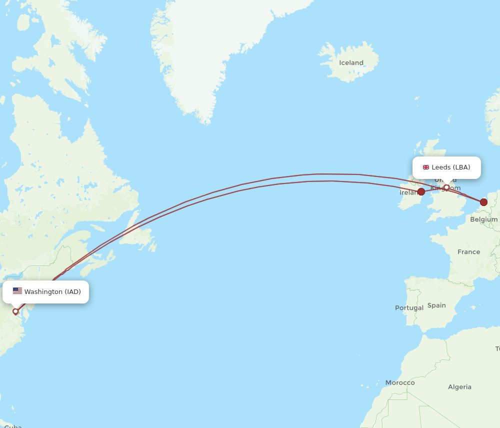 IAD-LBA flight routes