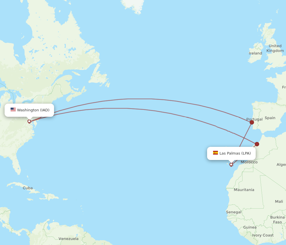 IAD-LPA flight routes