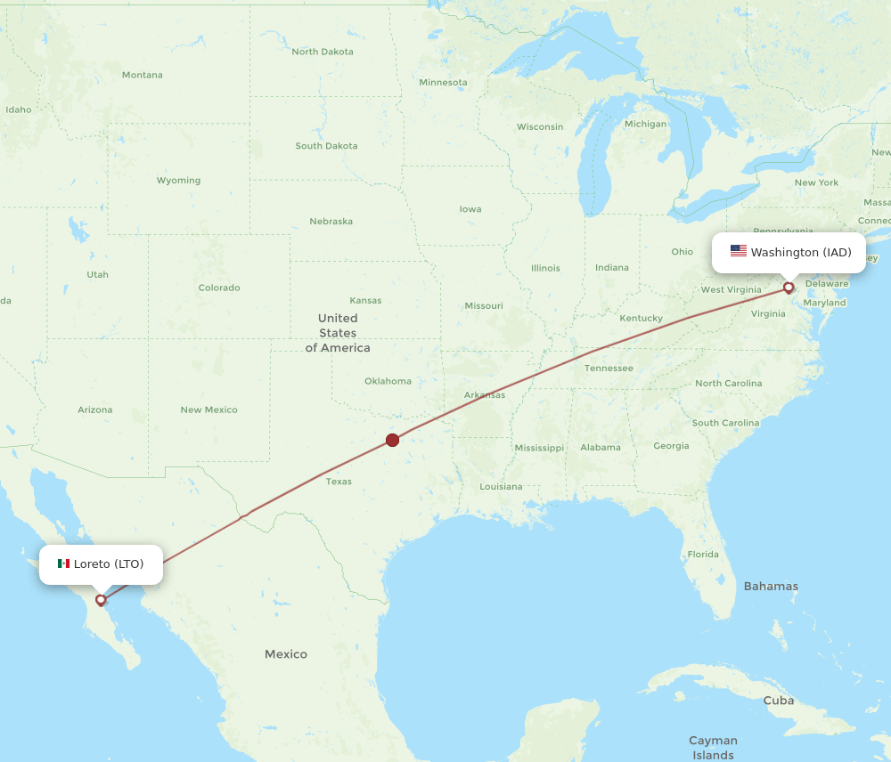 IAD to LTO flights and routes map