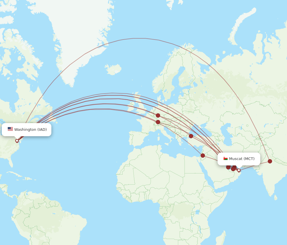 IAD-MCT flight routes