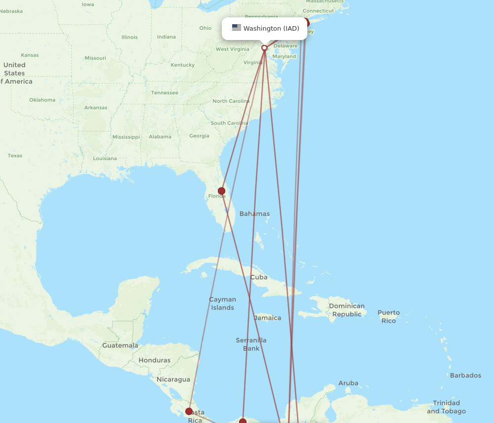 IAD-MDE flight routes