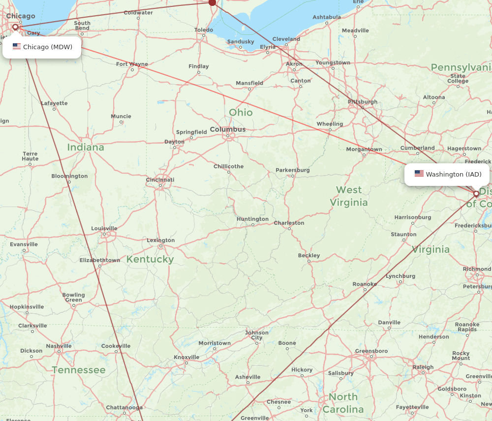 IAD-MDW flight routes