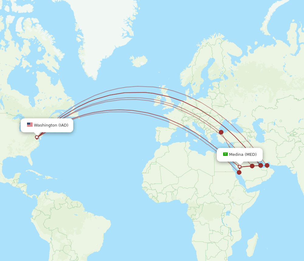 IAD-MED flight routes