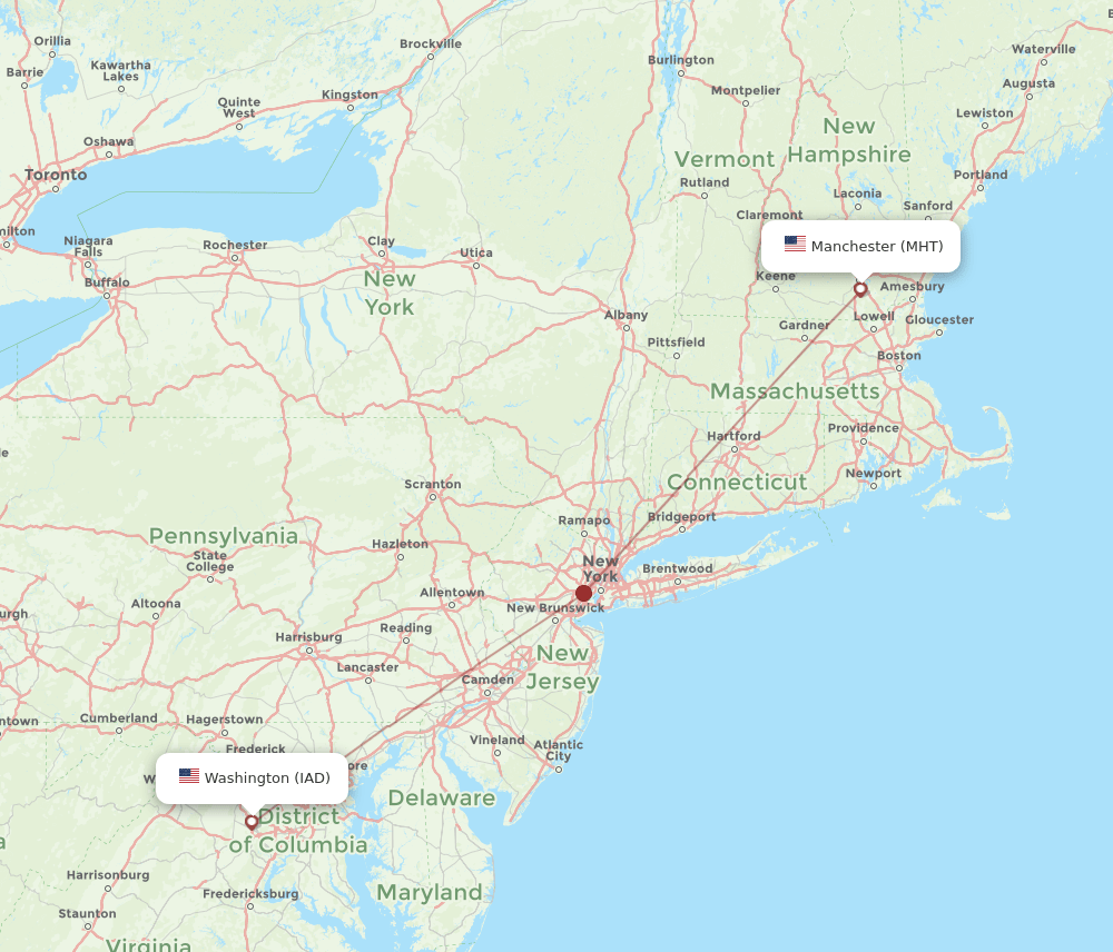 IAD-MHT flight routes