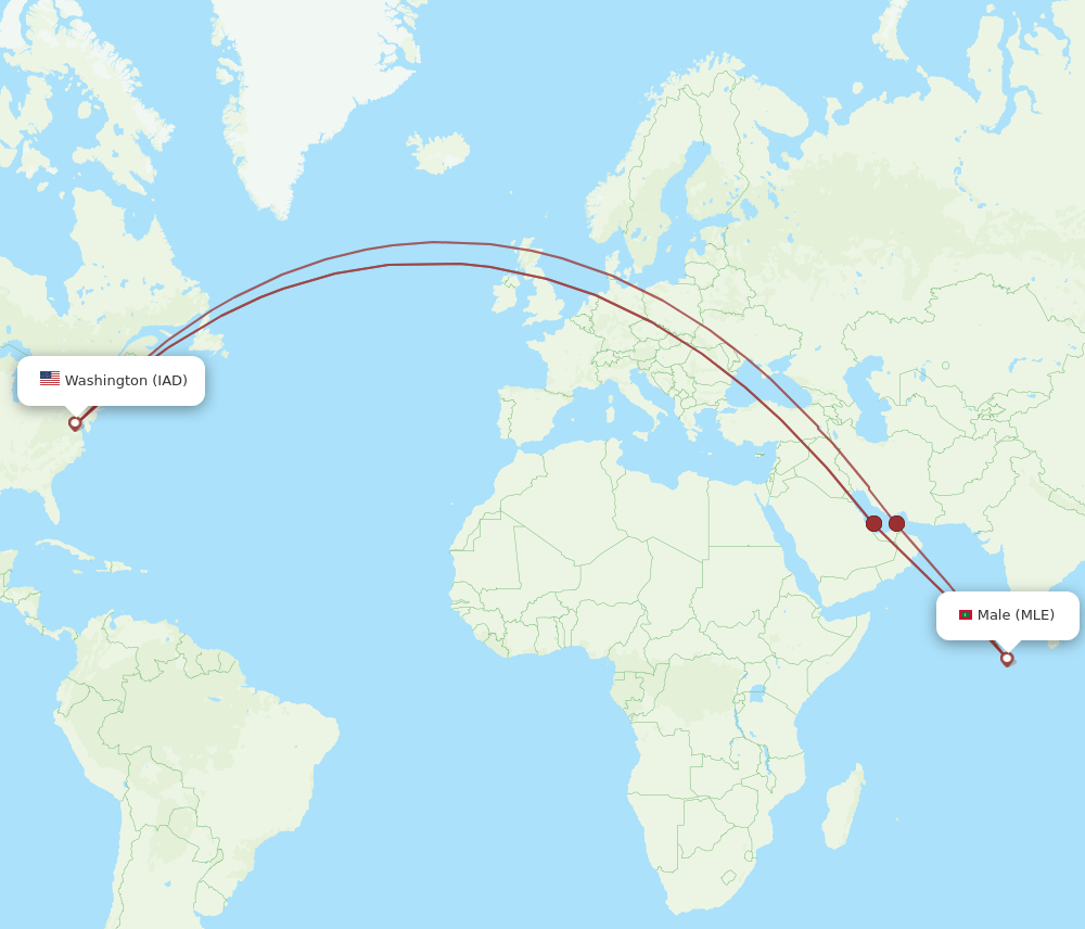 IAD-MLE flight routes