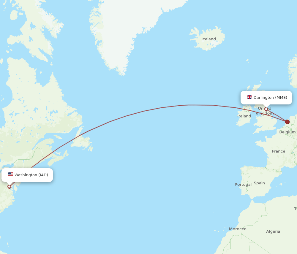 IAD-MME flight routes