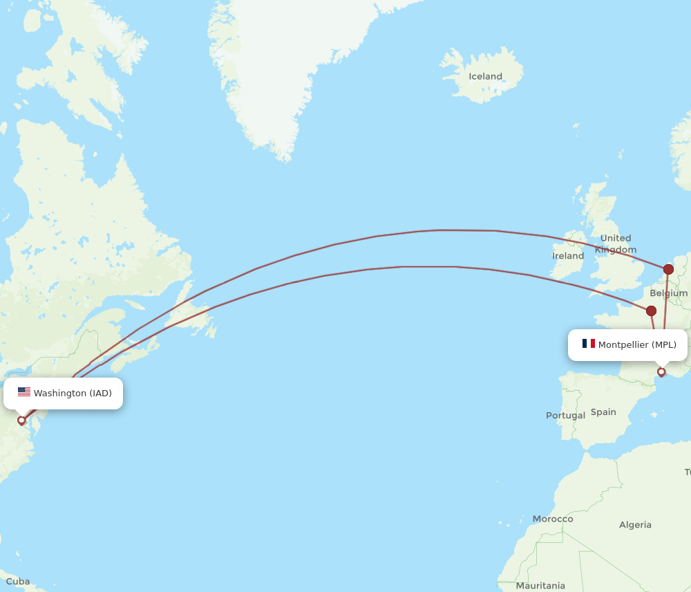 IAD-MPL flight routes