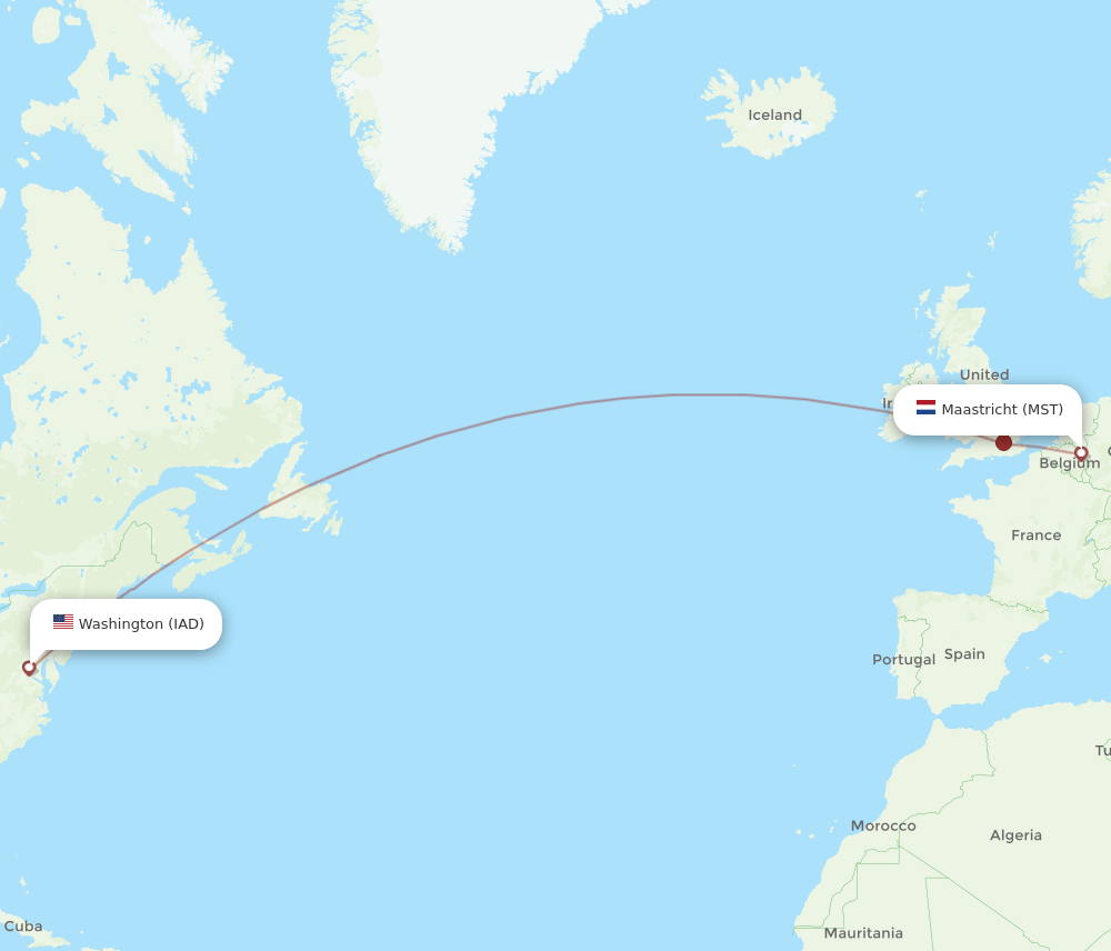 IAD-MST flight routes