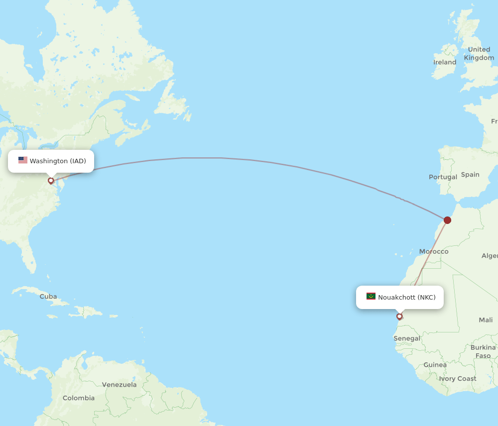 IAD-NKC flight routes