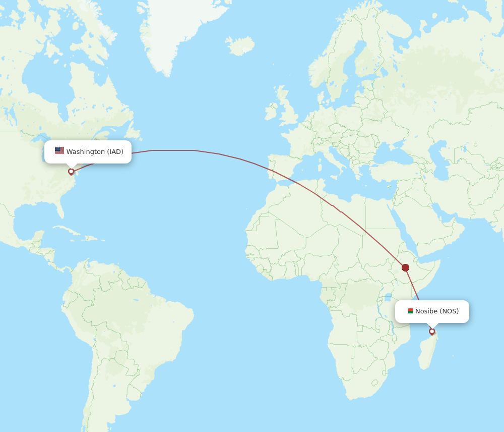IAD to NOS flights and routes map