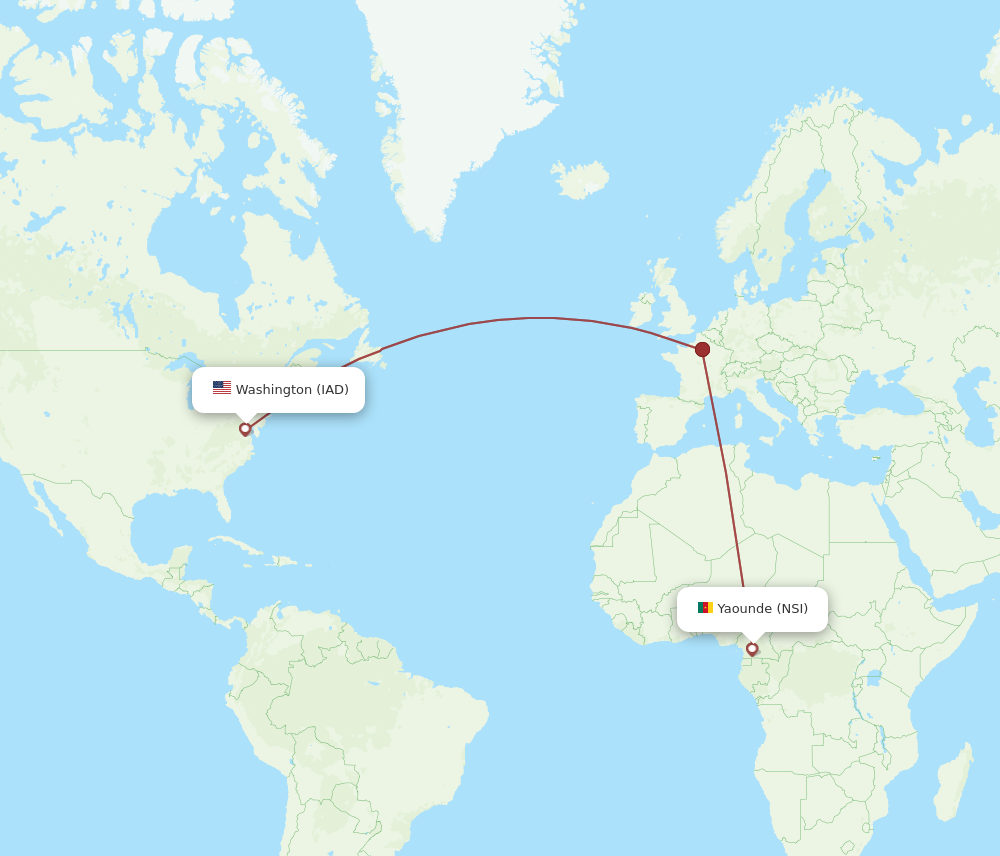 IAD to NSI flights and routes map