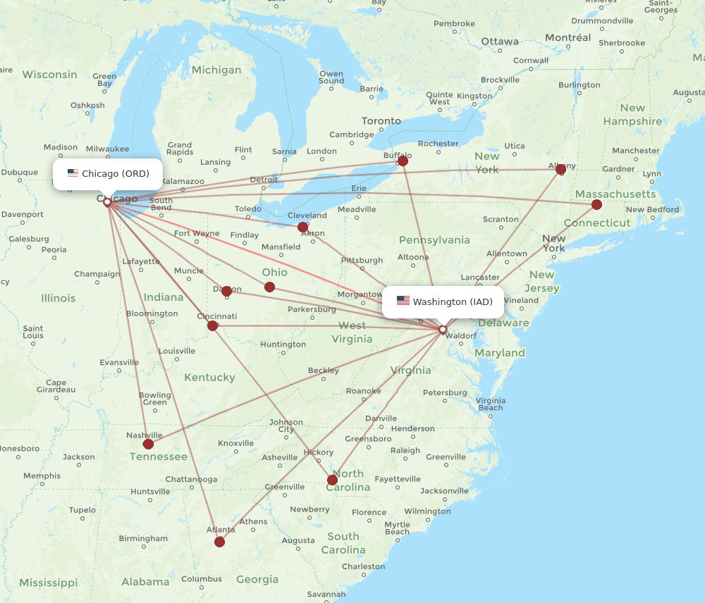 IAD-ORD flight routes
