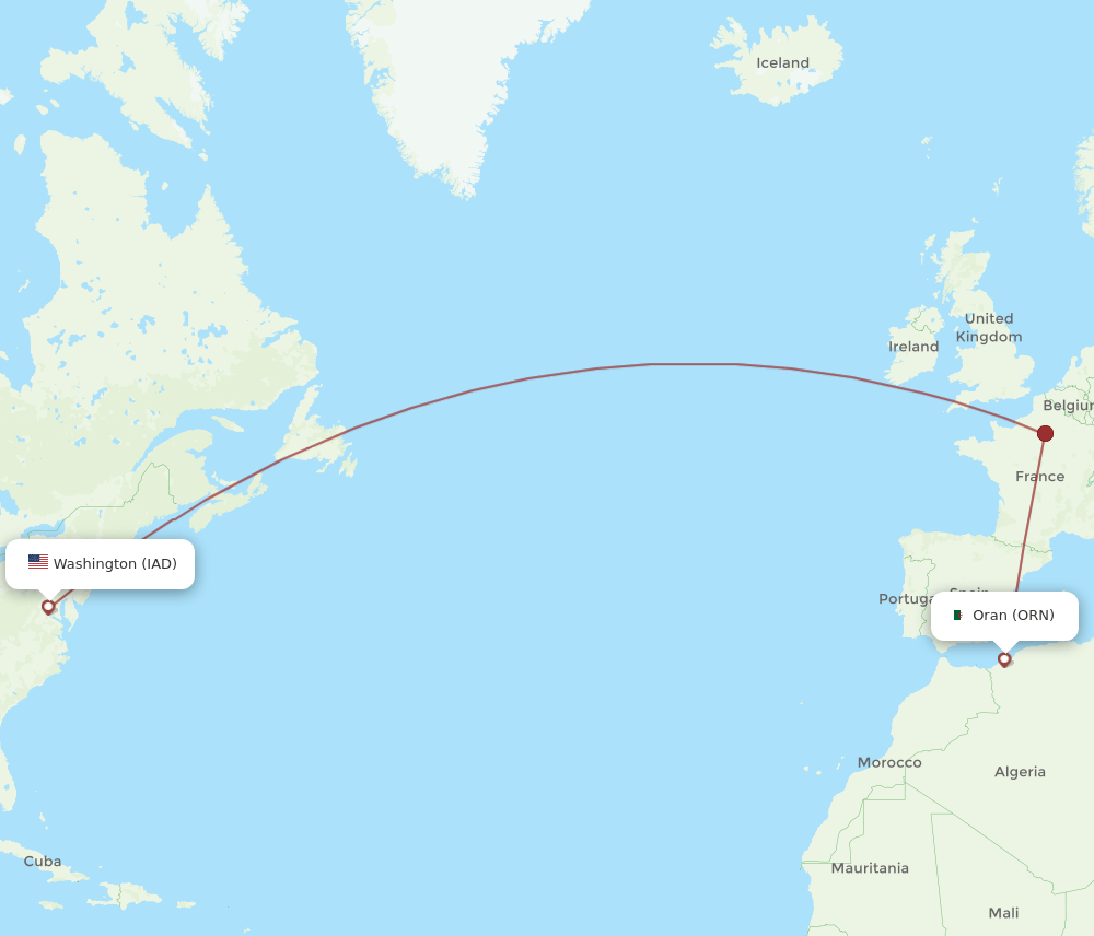 IAD-ORN flight routes