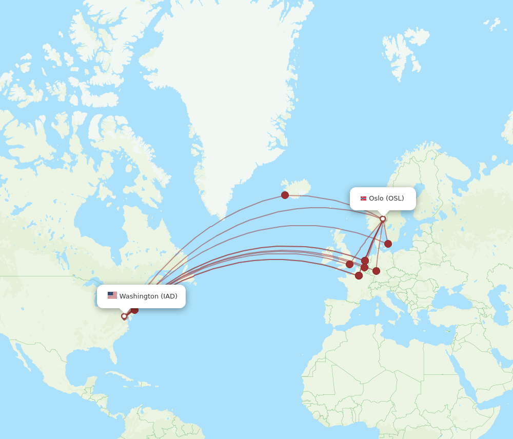 IAD-OSL flight routes