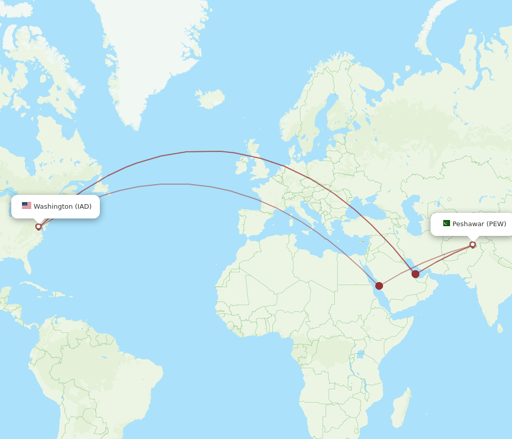 IAD-PEW flight routes